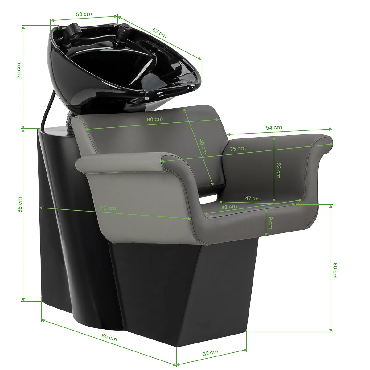 Hairdressing wash unit Gabbiano Lucca grey