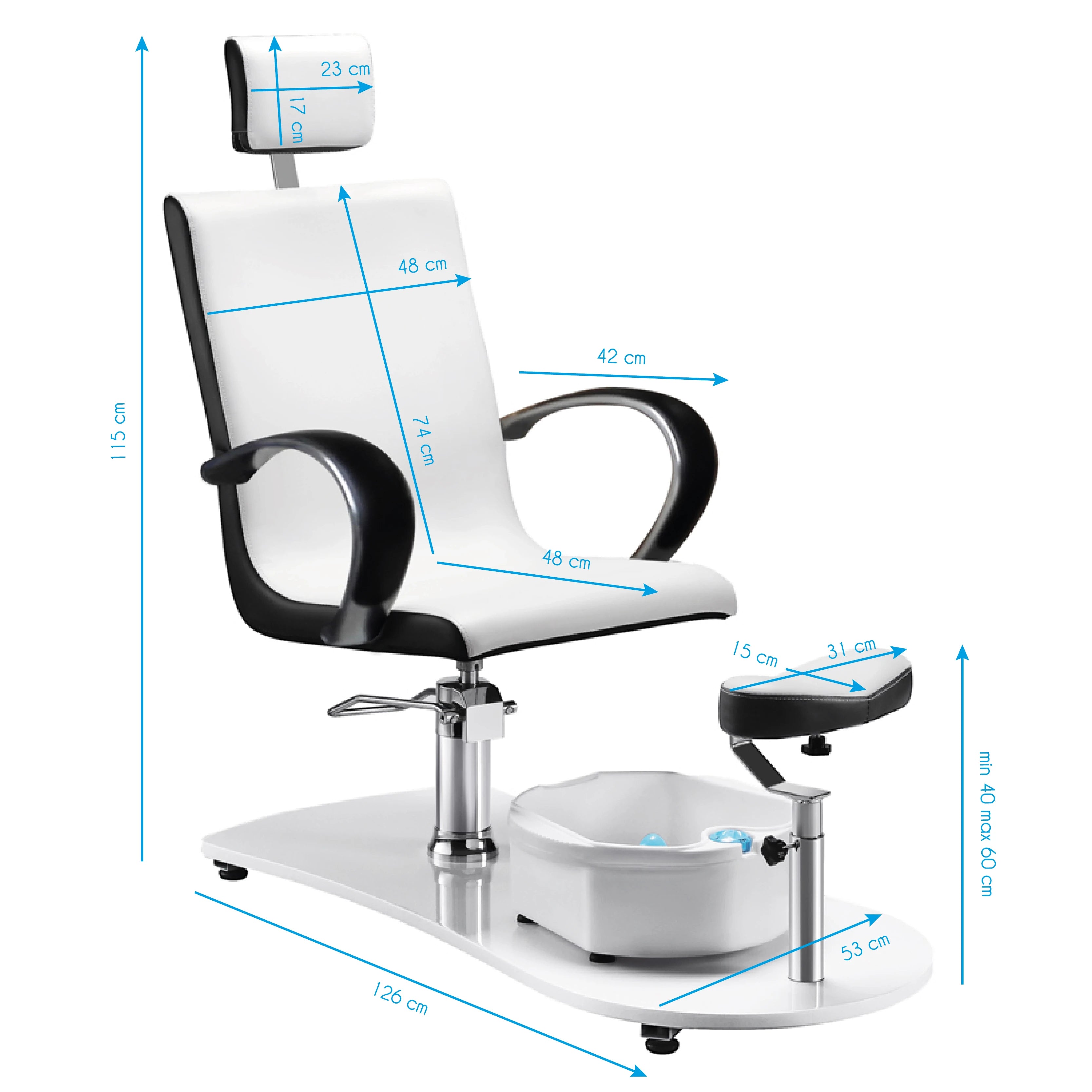 Hydraulisk fotvårdsstol, vit med massager 308