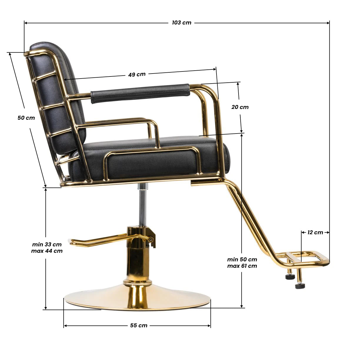 Hairdressing chair GABBIANO PRATO GOLD - BLACK