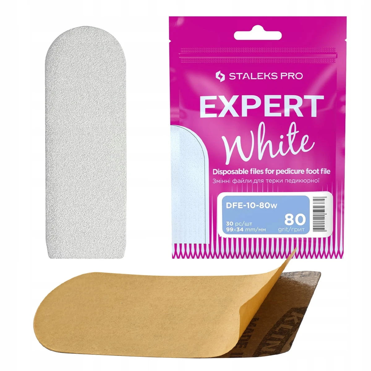 Foot replaceable file kit, white, 80 gritt, 30 pcs. (DFE-10-80)