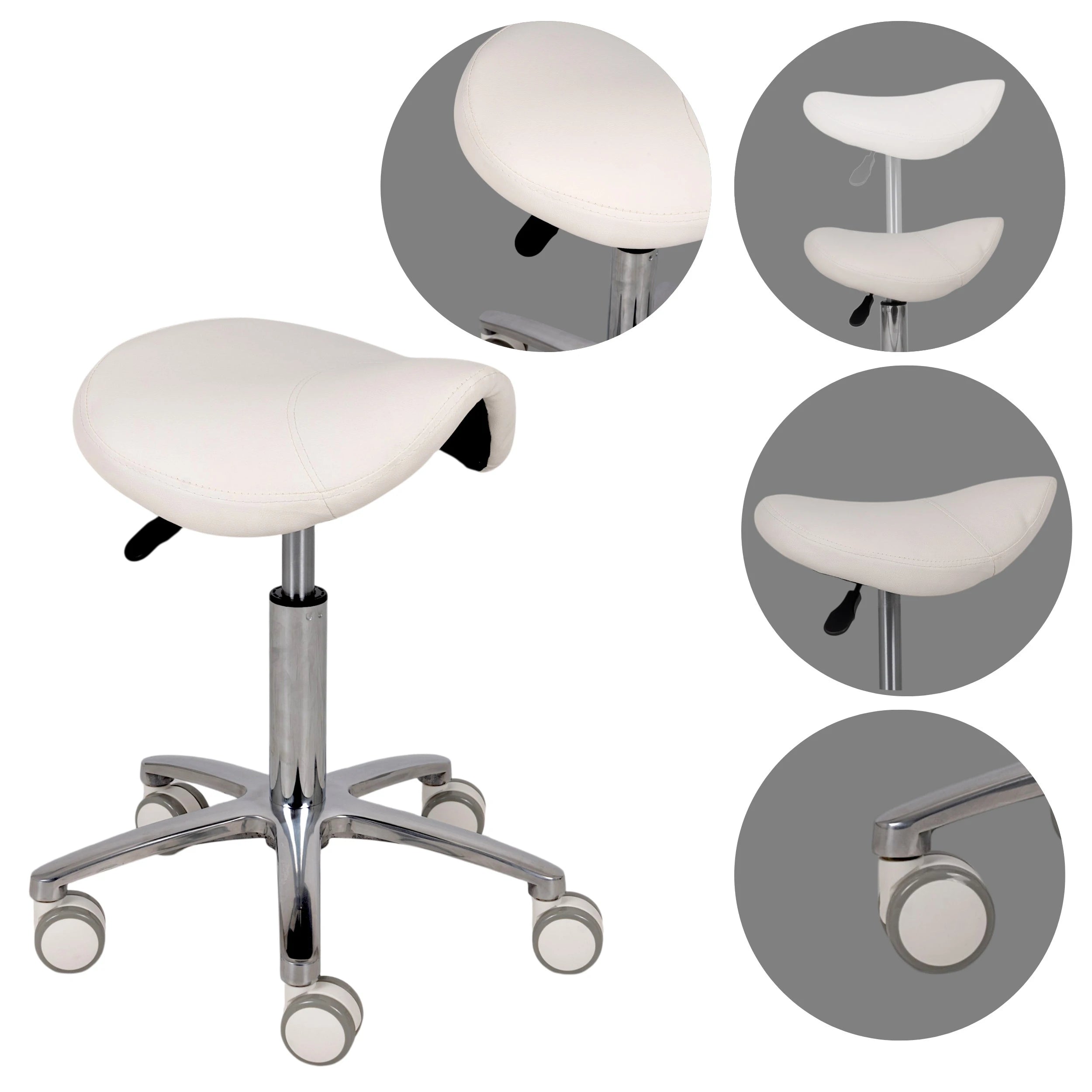 Saddle stool Lila, PVC k501 vit
