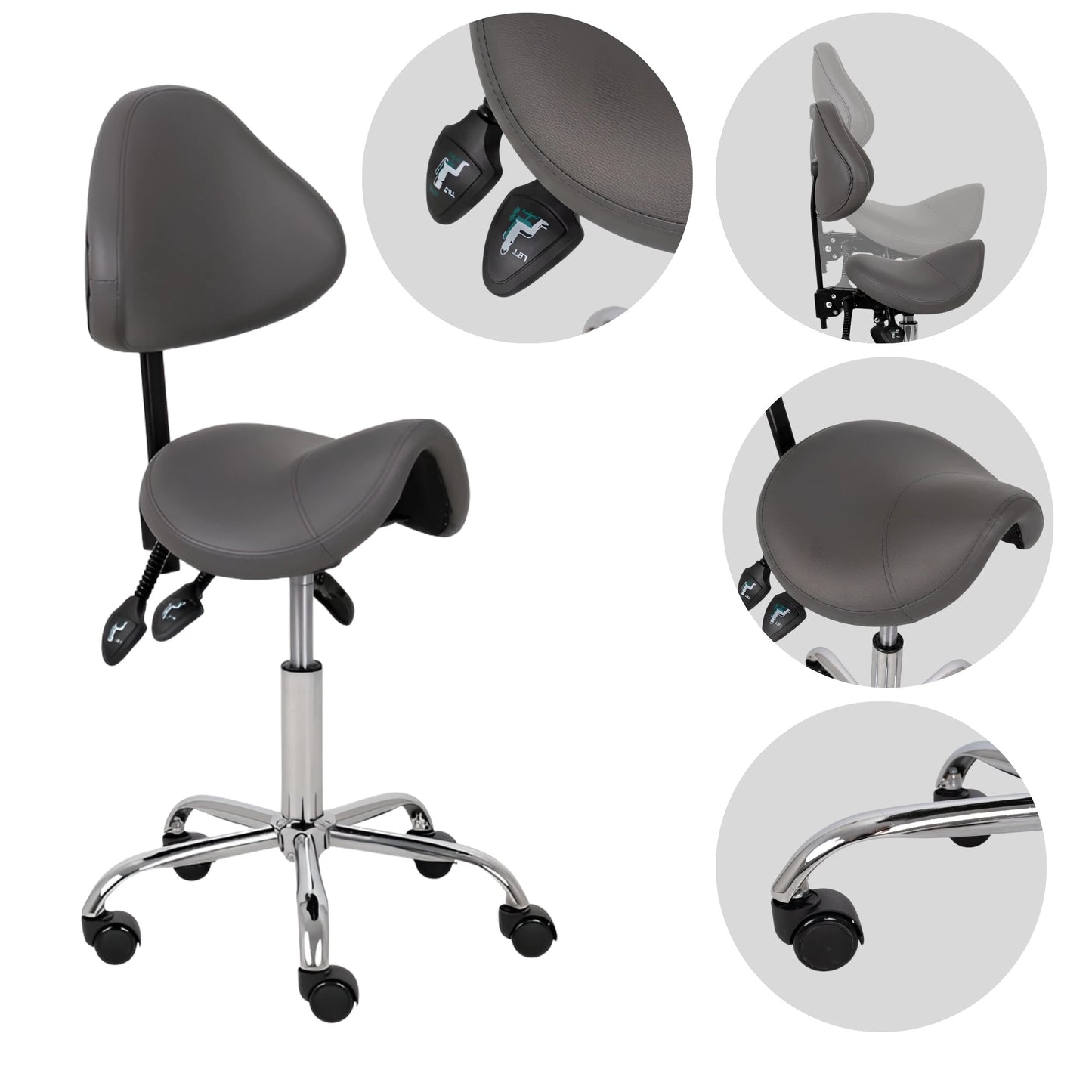 Saddle stool Sola, Comfy Base k521 grå