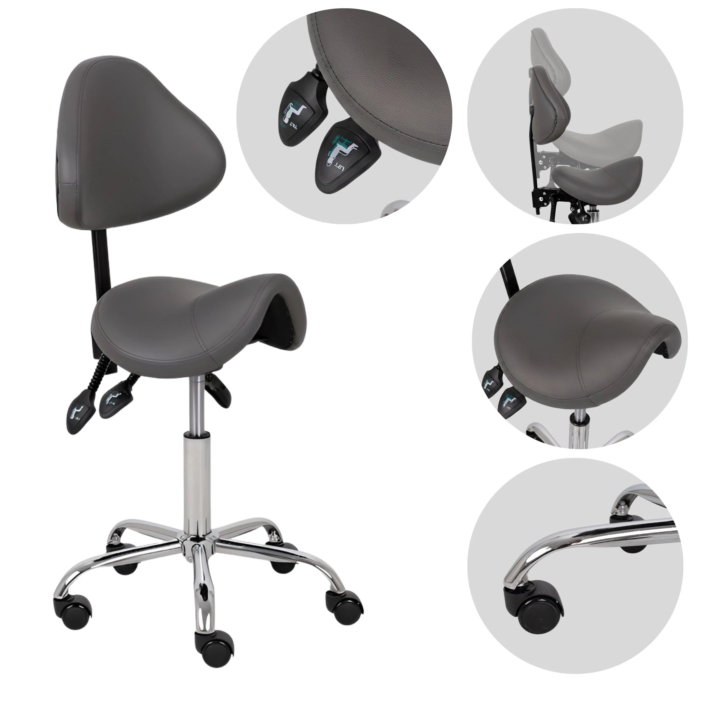 Saddle stool Sola, Comfy Base k521 grå