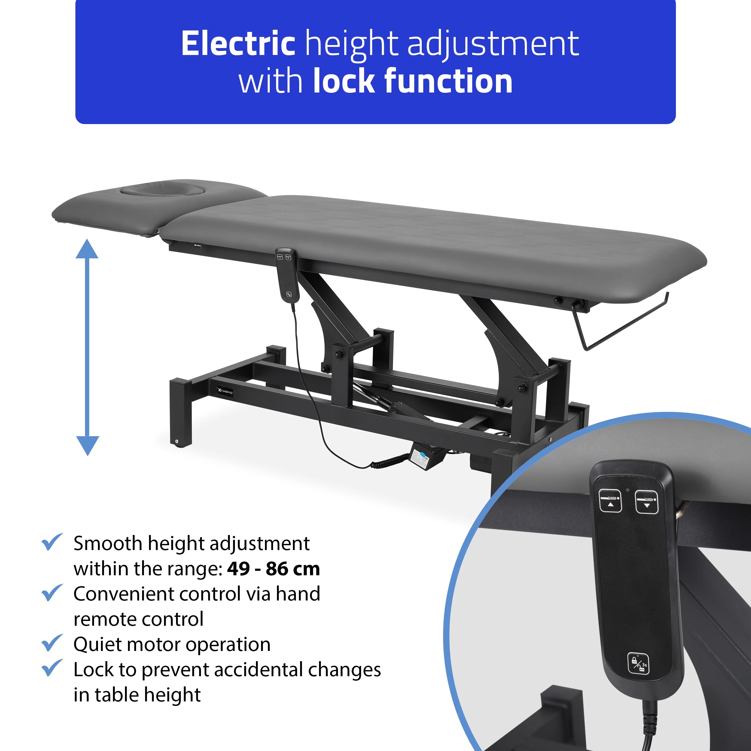 Fortis 2 ERGO treatment table, electric height adjustment, ERGO cushion