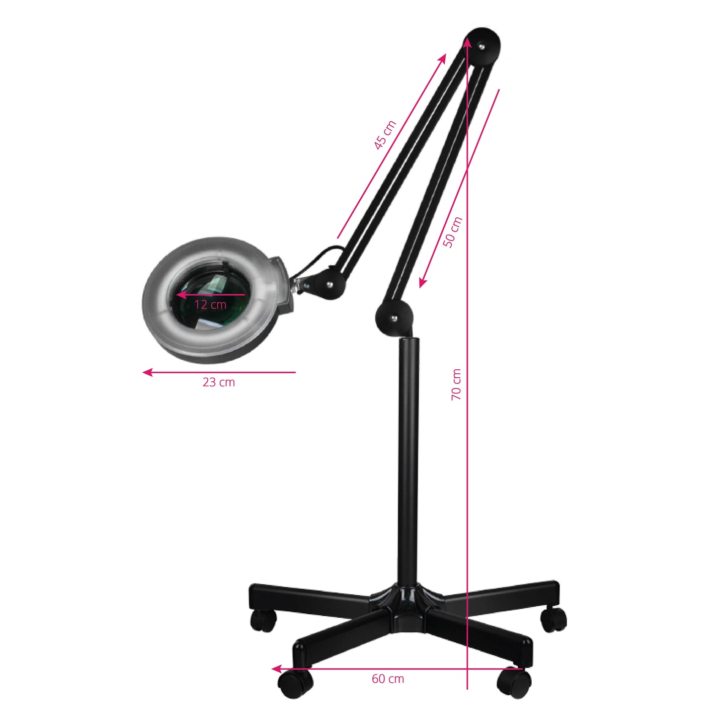 S5 LED förstoringslampor + svart stativ