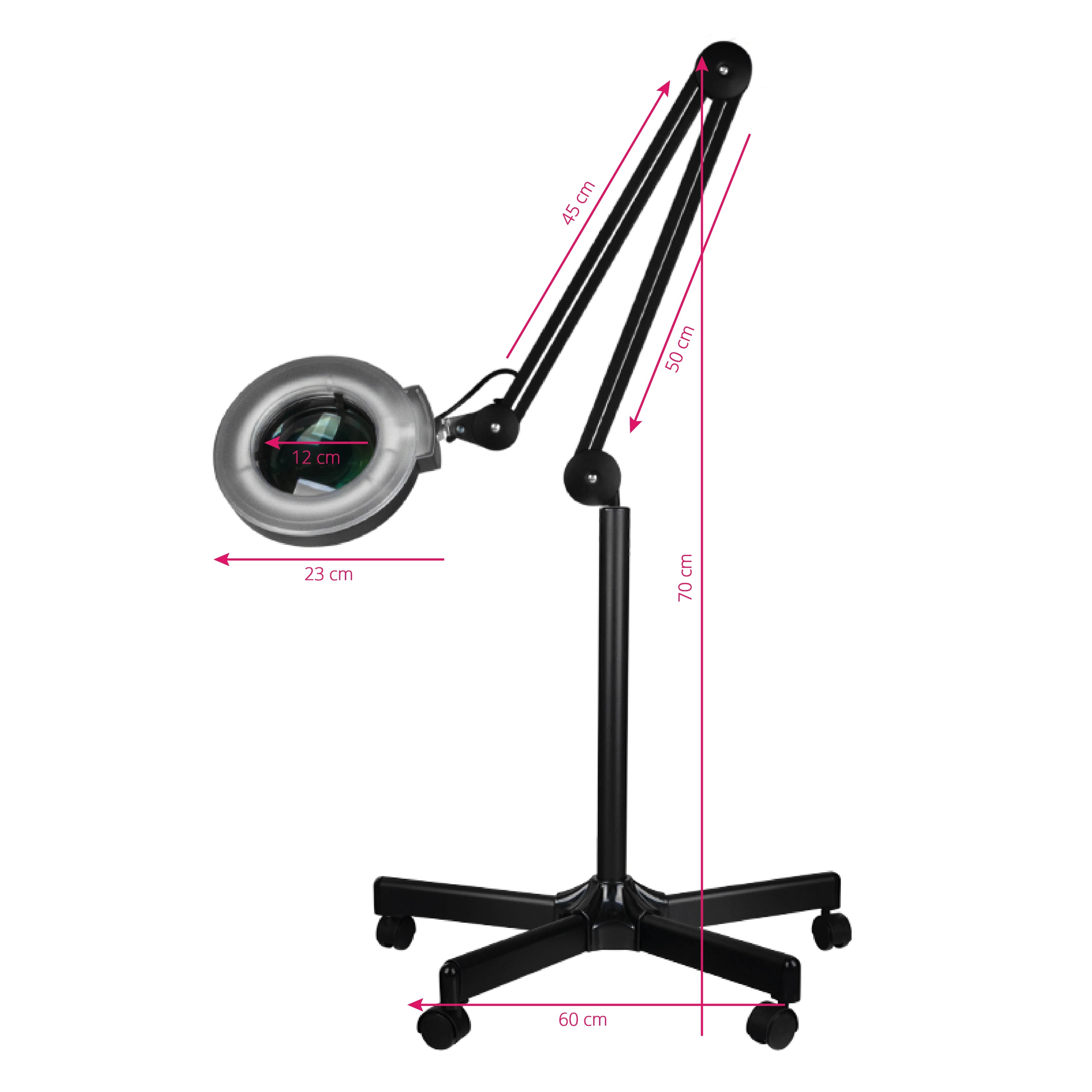 S5 LED förstoringslampor + svart stativ
