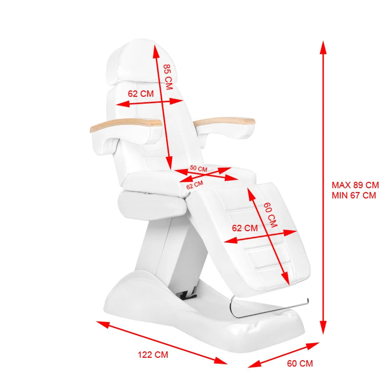 Beauty bed-couche LUX, 3 motors, white