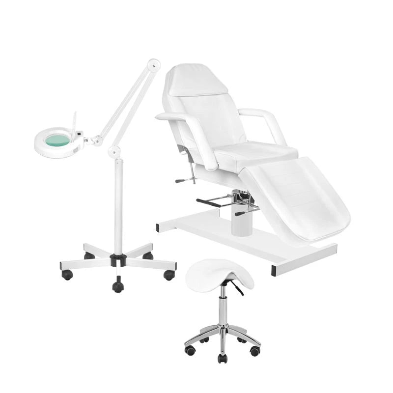 Barberarstol 210 + LED-förstoringslamp S5 + pall 302
