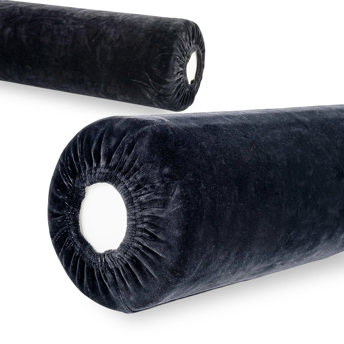 Velour cover with elastic for bolster, 15 × 60 cm black