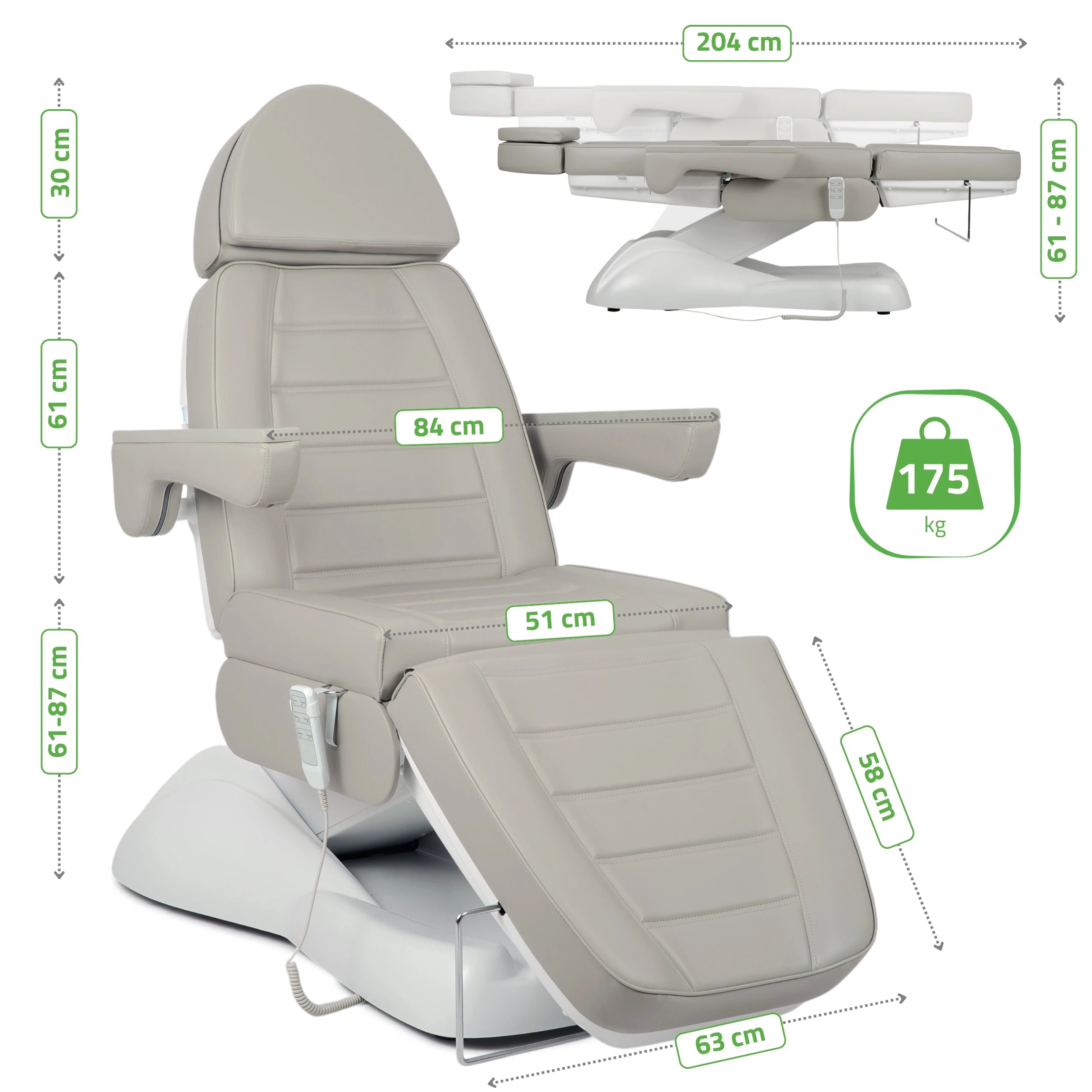 Leo PRO 4 Comfy Base 522 behandlingsstol, grå