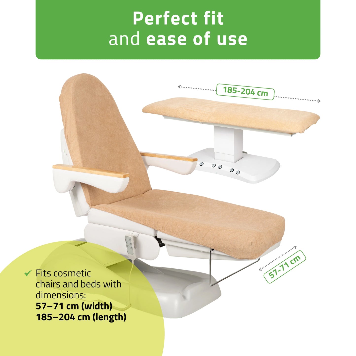 Frotte sheet with elastic and ties for cosmetic chair, 70 × 190 cm creamy latte