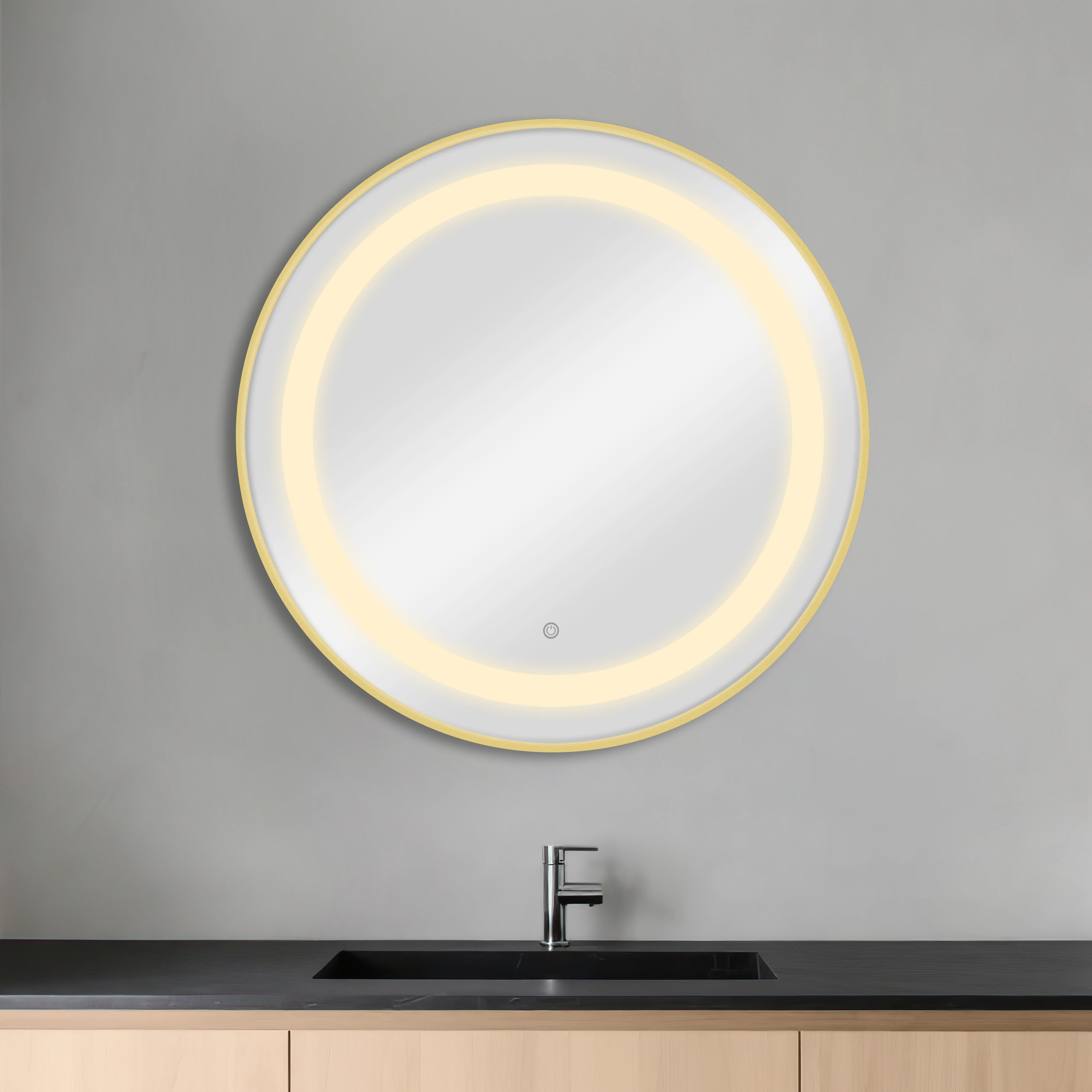 Weelko Rund frisörstylingstativ med LED-belysning BREE GOLD