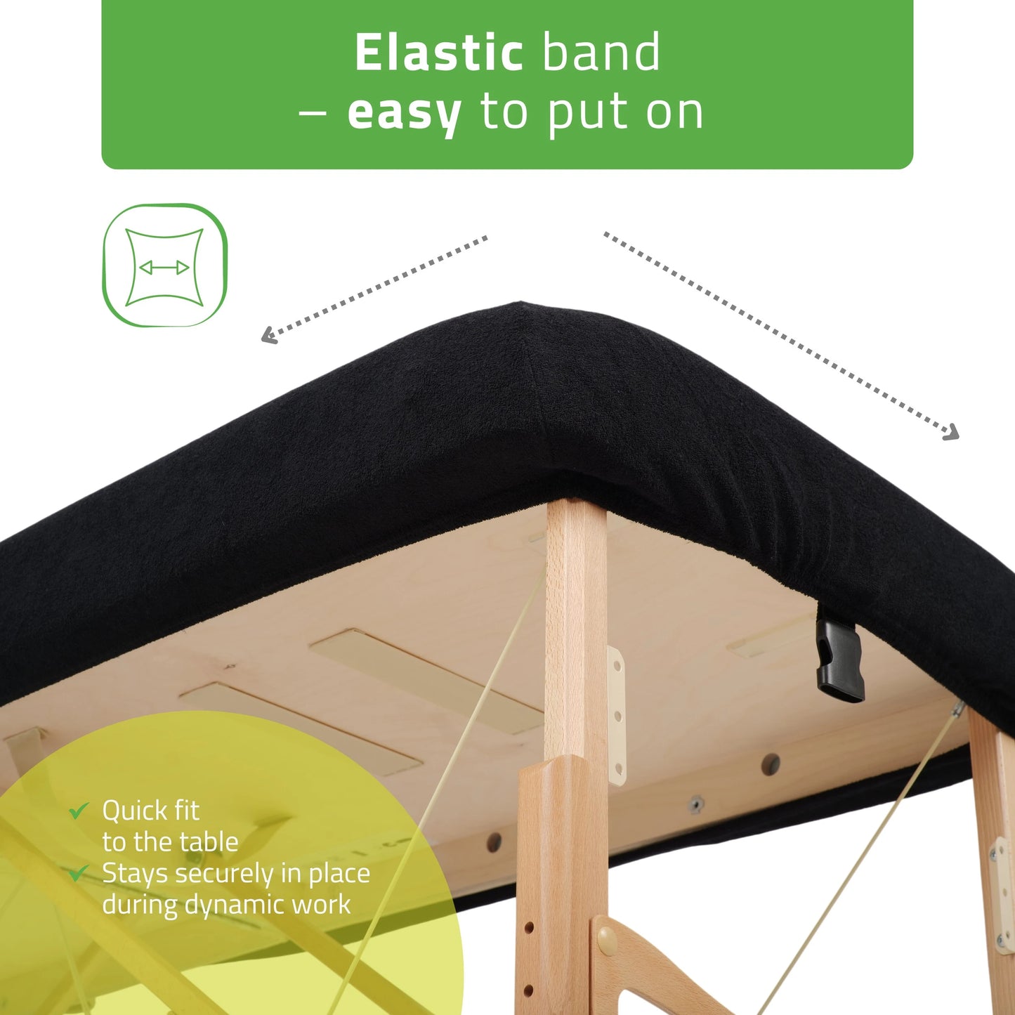 Frottéaläcke för bärbar massagebänk 60-65/180-185 cm, svart