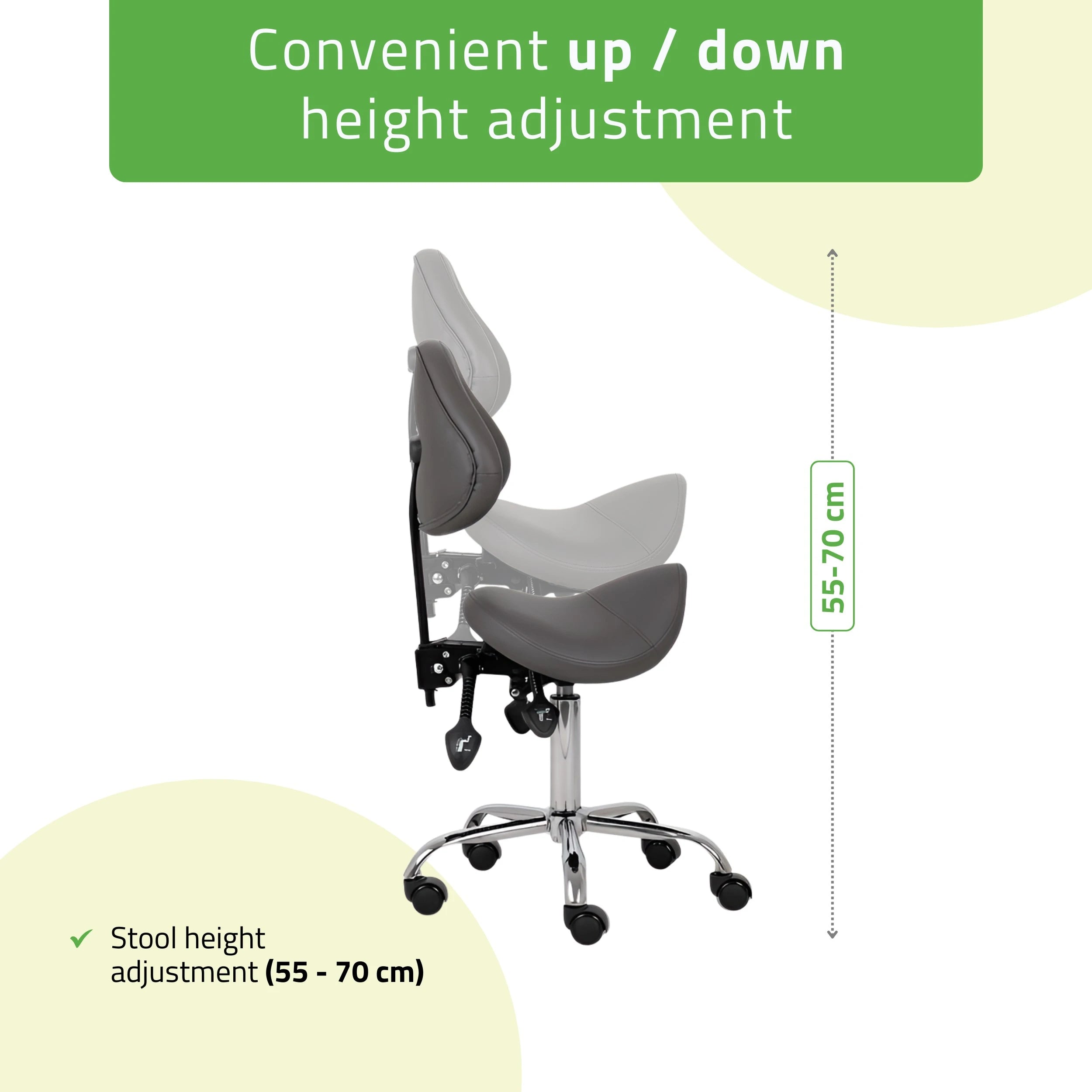 Saddle stool Sola, Comfy Base k521 grå