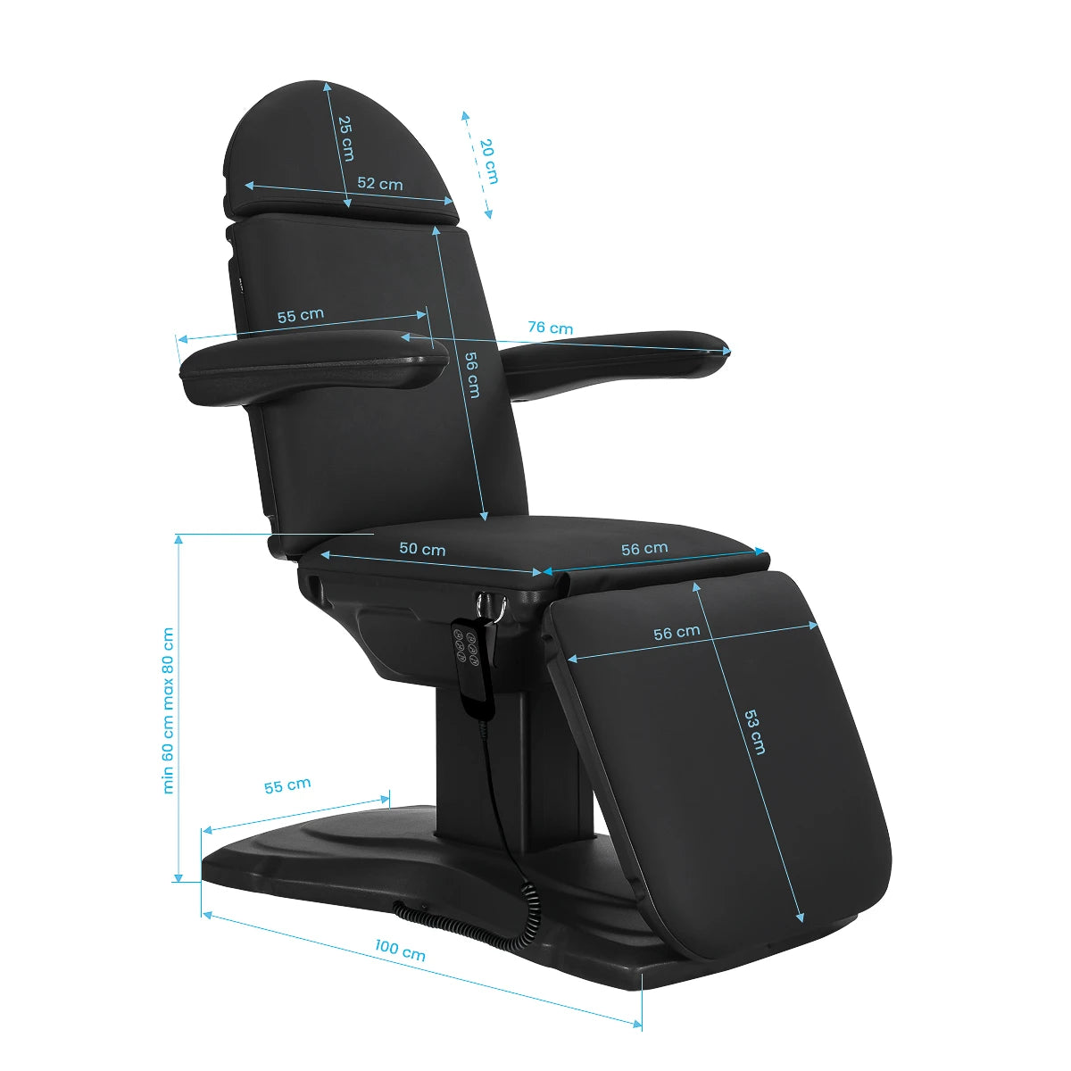 SILLON Eclipse elektrisk behandlingsstol 3 aktuatorer svart
