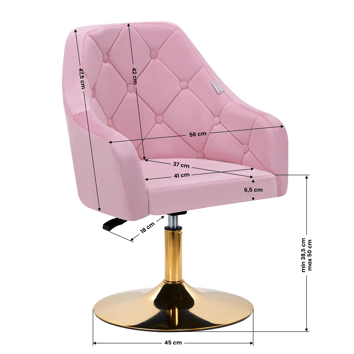 4RICO svängbar stol QS-BL14G rosa
