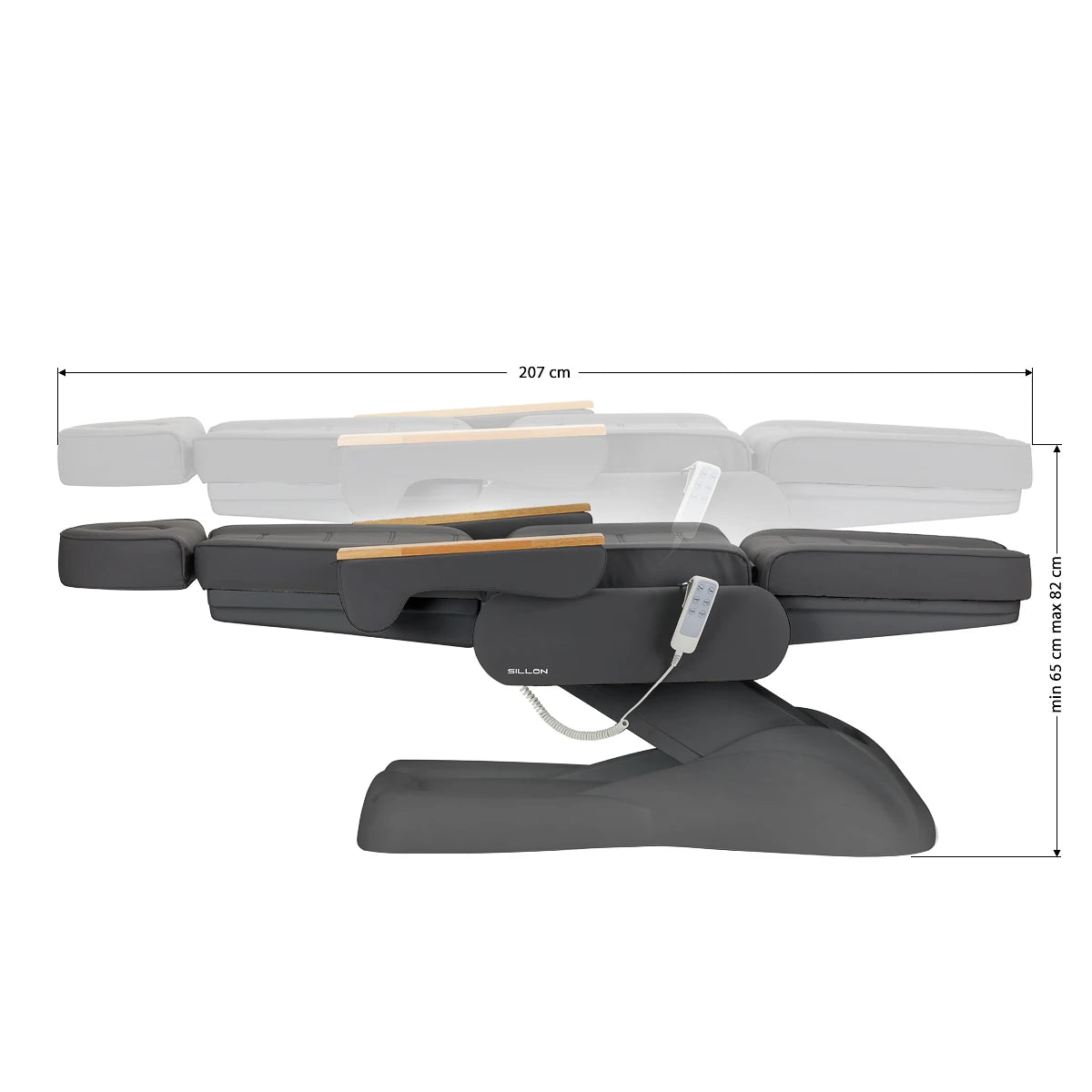 Beauty bed-couche SILLON LUX 273b, 3 motors, gray