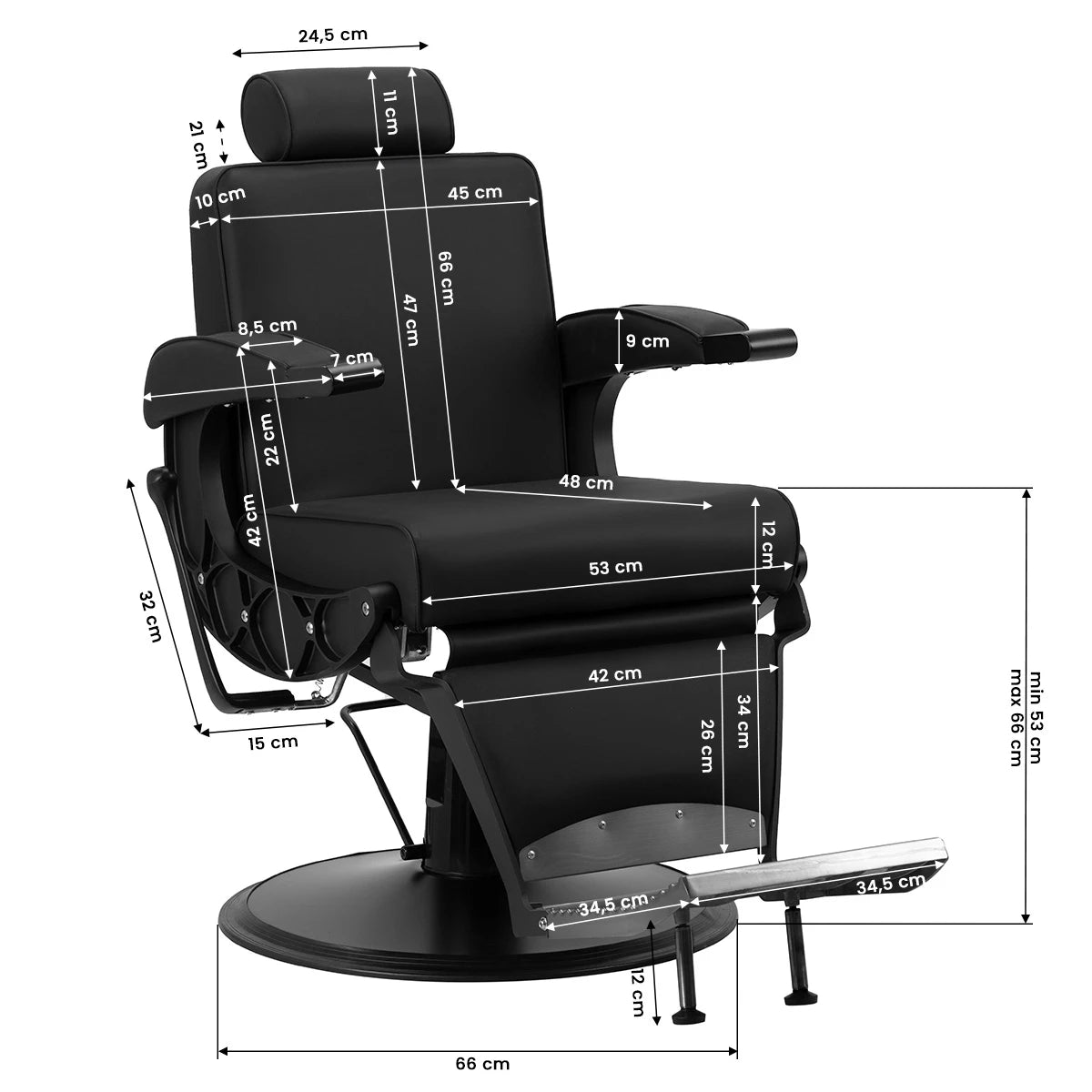 GABBIANO Continental barberarstol, svart