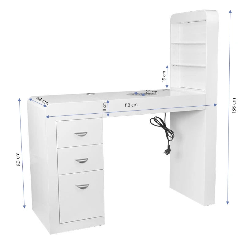 Behandlingsbord 310 vit vänster