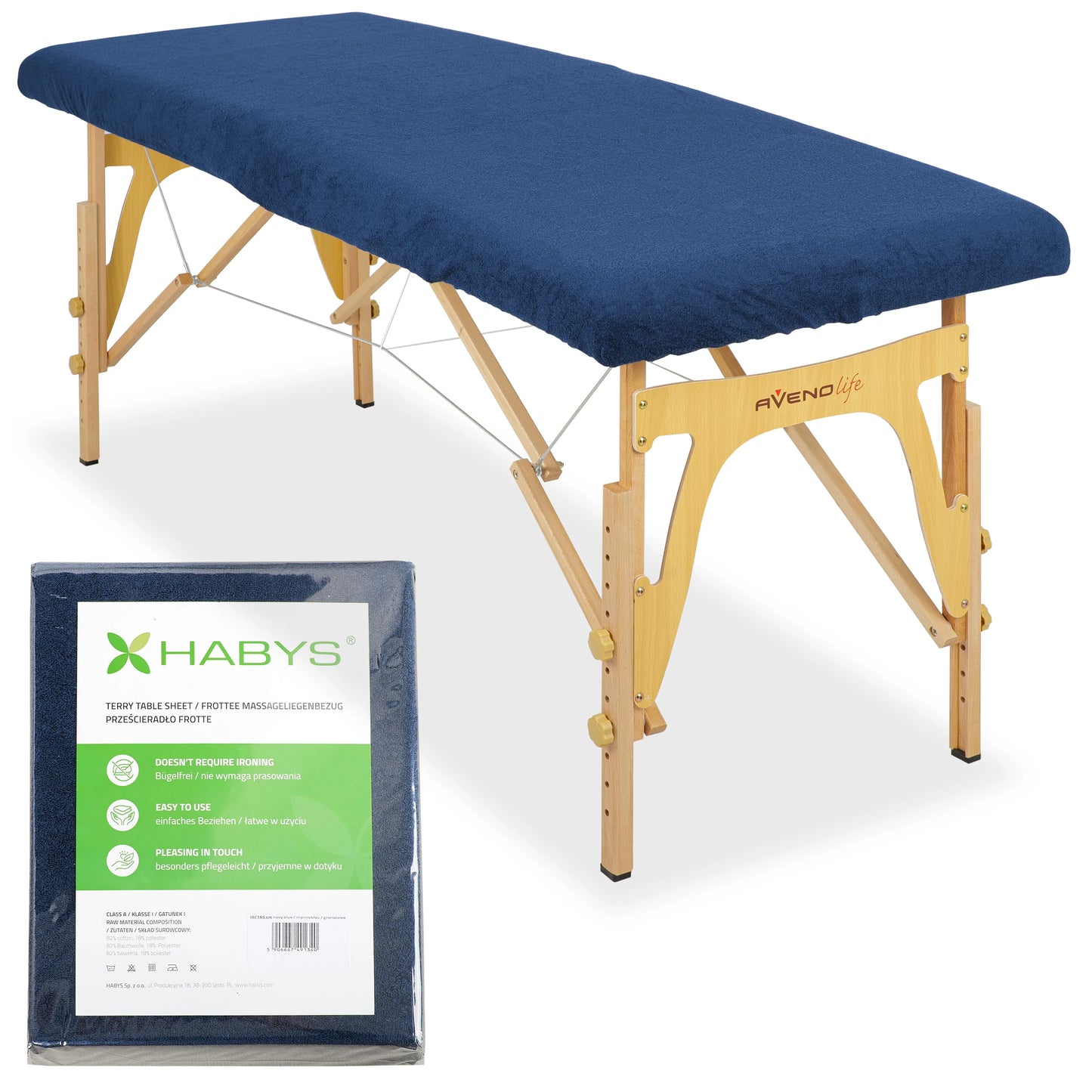 Engångs-frotteelakan för hopfällbar massagebänk – 60/165 cm, marinblå