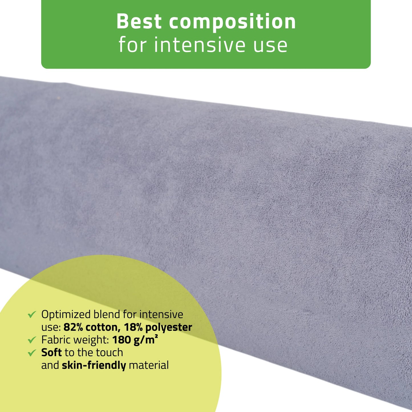 Frottékudde med elastisk band för kudde, 15 × 60 cm grå