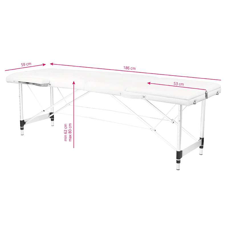ACTIVFIZJO Bärbar massagebänk 3-delad aluminium, vit