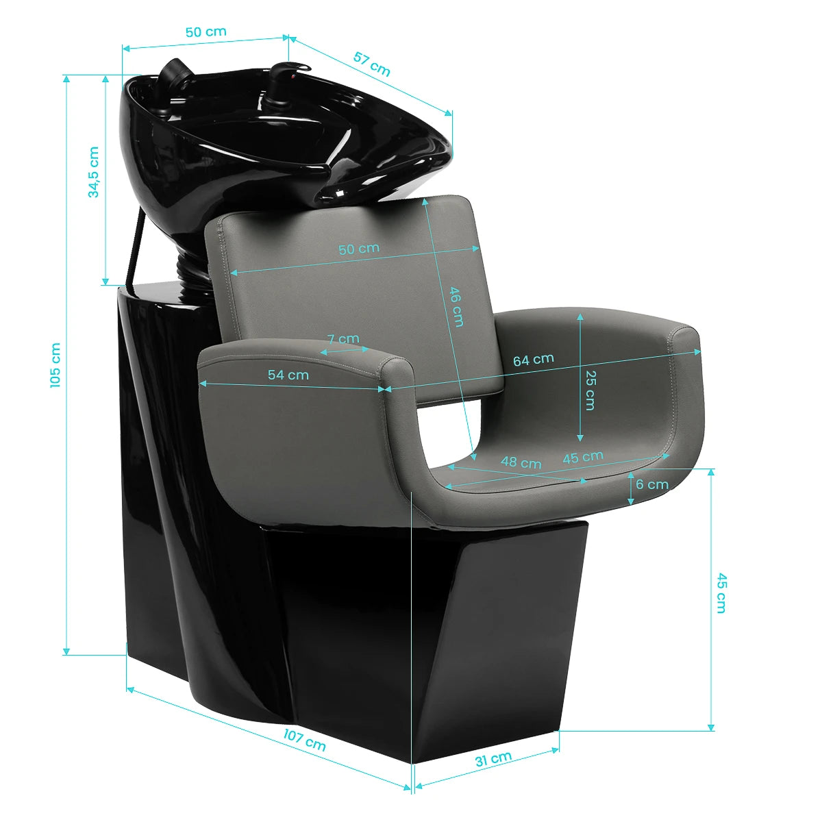 Gabbiano hairdressing wash unit Mataro Grey