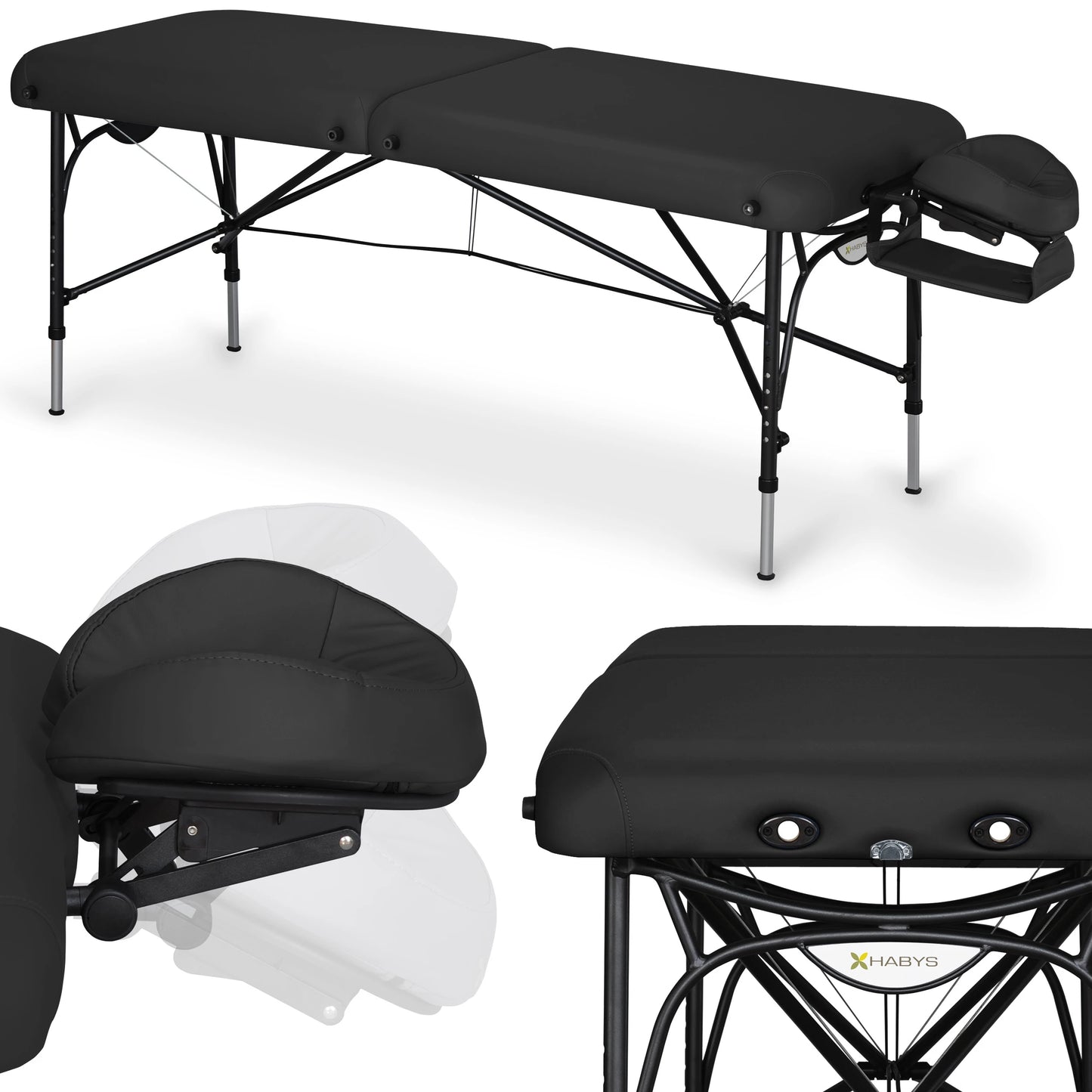 Bärbar massagebänk Smart Alu 70 Vinyl Flex K015 Svart