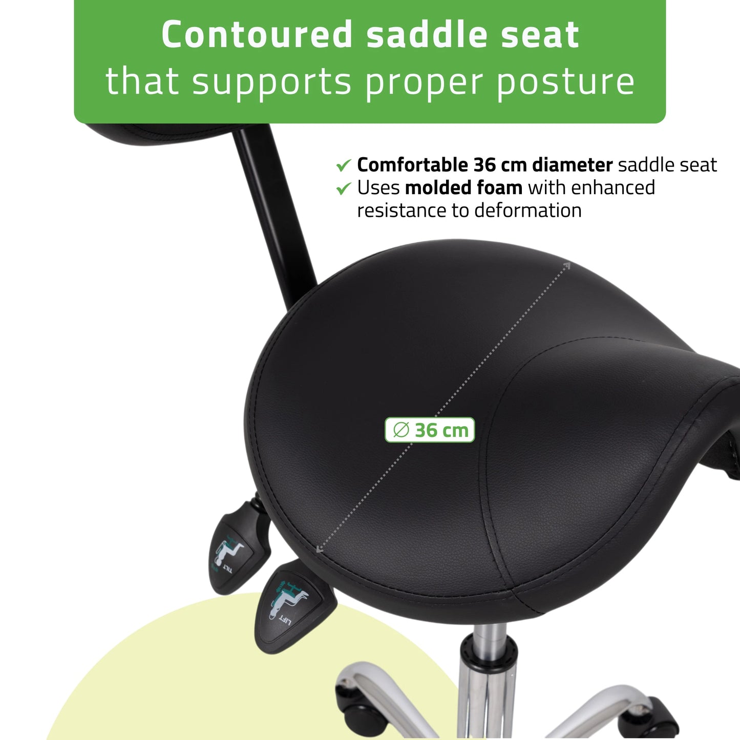 Saddle stool Sola, Comfy Base K515 Black