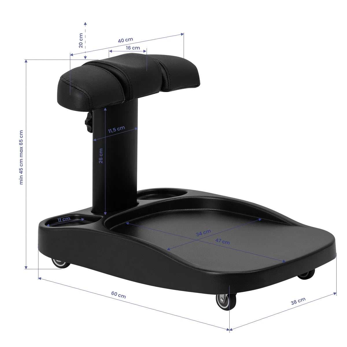 Azzurro pedicure trolley with tray, black