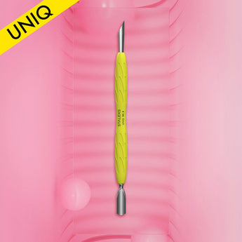 STALEKS Manikyrkudde Gummy med gult siliköngrepp UNIQ 10 TYPE 2 (rundad smal och avfasad pusher)