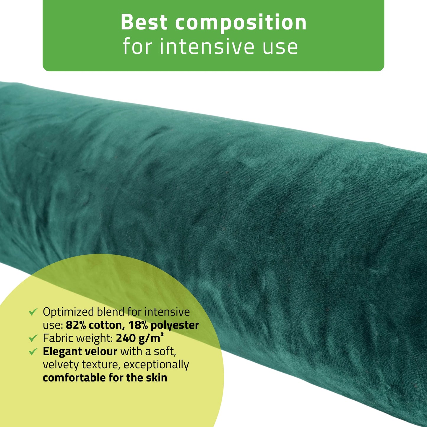Sammetskudde med elastisk band för kudde, 15 × 60 cm flaskgrön