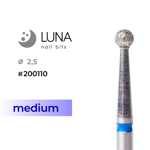 Luna Bits Diamantborr Ball 2,5 mm, Blå, Medium Cross Cut