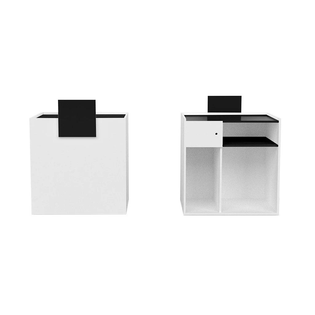 Weelko Wooden White Administrator Desk with Black Decor