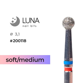 Luna Bits Diamantborr Ball 3,1 MC, Röd/Blå Cross-Cut Medium/Soft Coarse