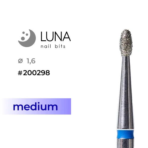 Diamond Ellipse Nail Drill Bit - 1.6/3.4, Blue - Medium Grit