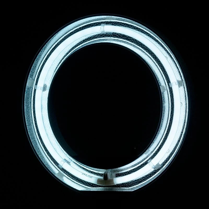 Ringlampa, 18" 55W, fluorescerande, vit + stativ