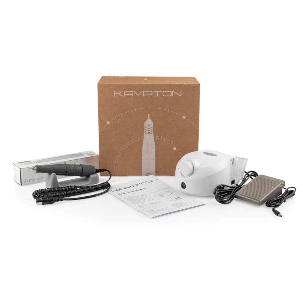 Nail Drill KRYPTON XPS-400 WHITE/PURPLE at 65 W and 40,000 rpm. for manicure and pedicure