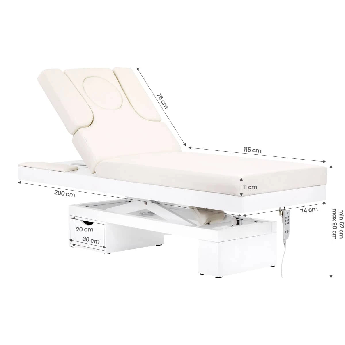 Spa cosmetic couch azzurro 815b in shiny white