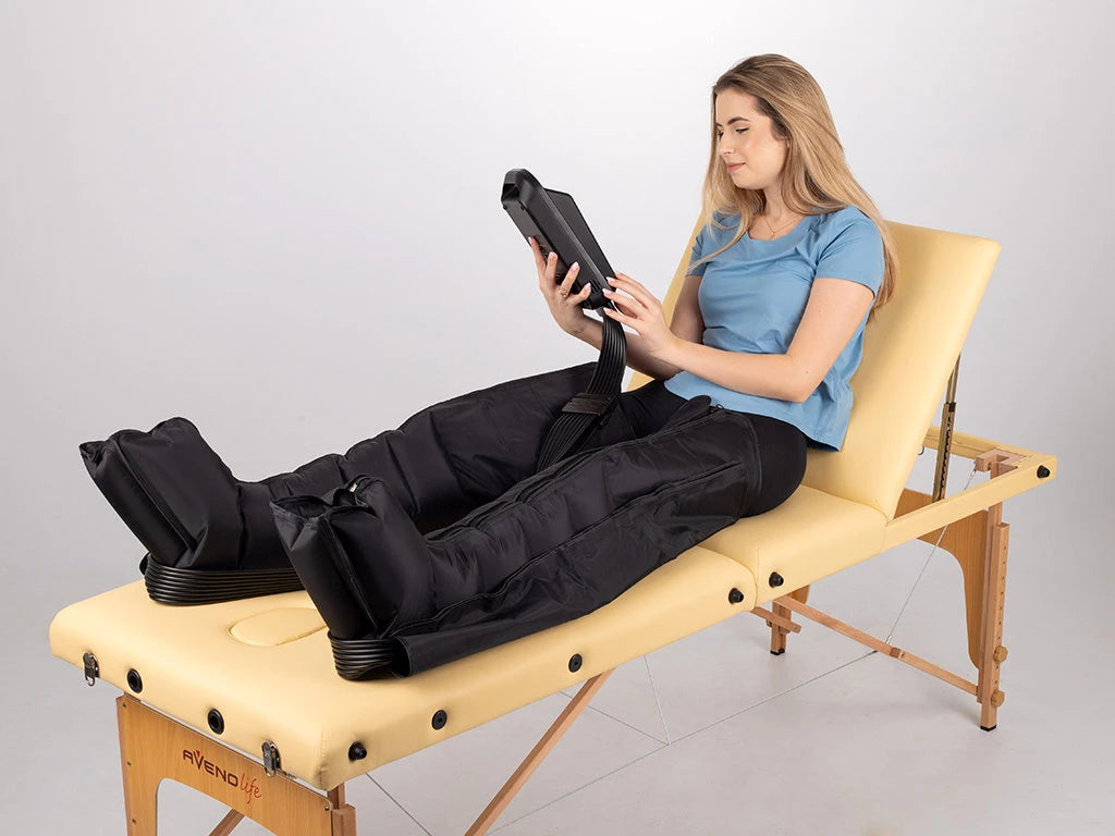 Pro-8 enhet för lymfdränering och pressoterapeutisk massage, 8-kammad, med värme