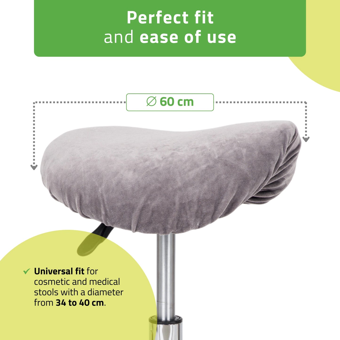 Sammetskudde med elastisk band för stol, diameter 60 cm grafit