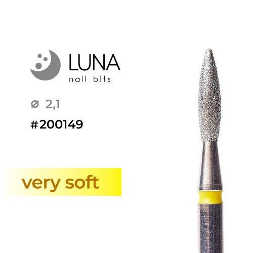 Luna Bits Diamantborr Flame 2,1 mm, 8 mm, fin körning, Gul