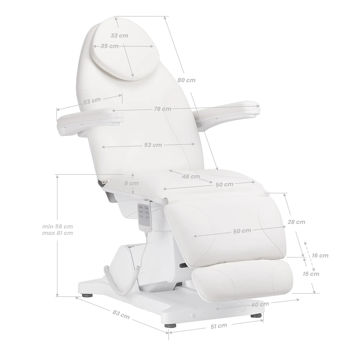 Beauty bed-couche SILLON BASIC, 3 motors, white