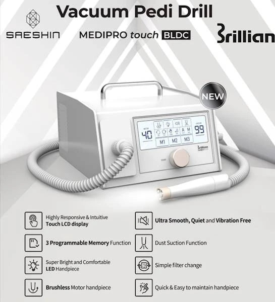 SAESHIN Brillian medipro touch elektrisk nagelfil för podologi