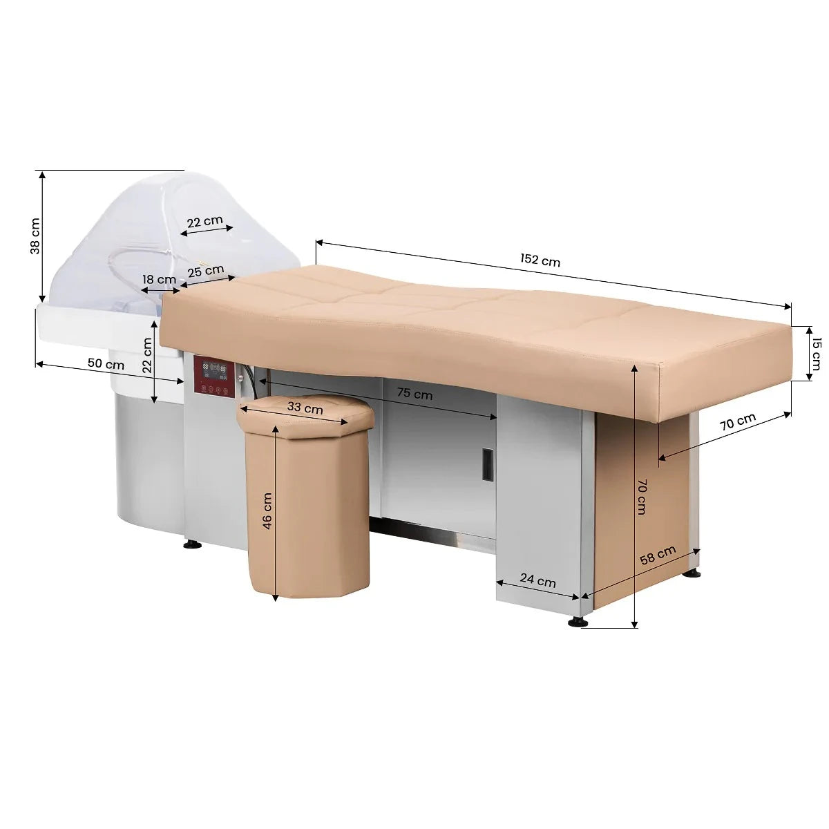 Gabbiano Head Spa 017B schamponeringsstol, beige