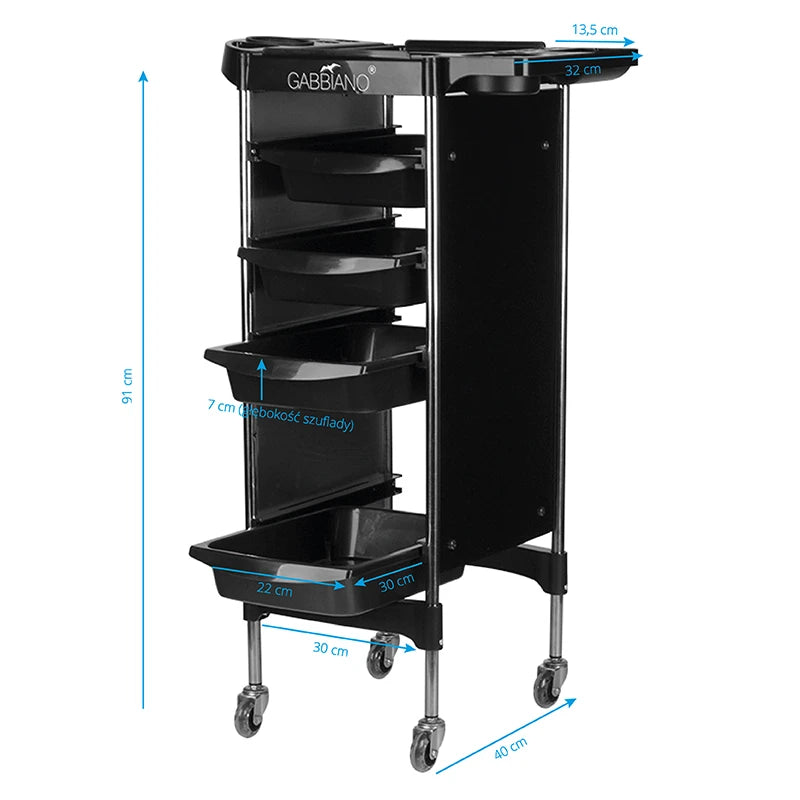GABBIANO Hairdresser Assistant FX11-2 svart rullvagn