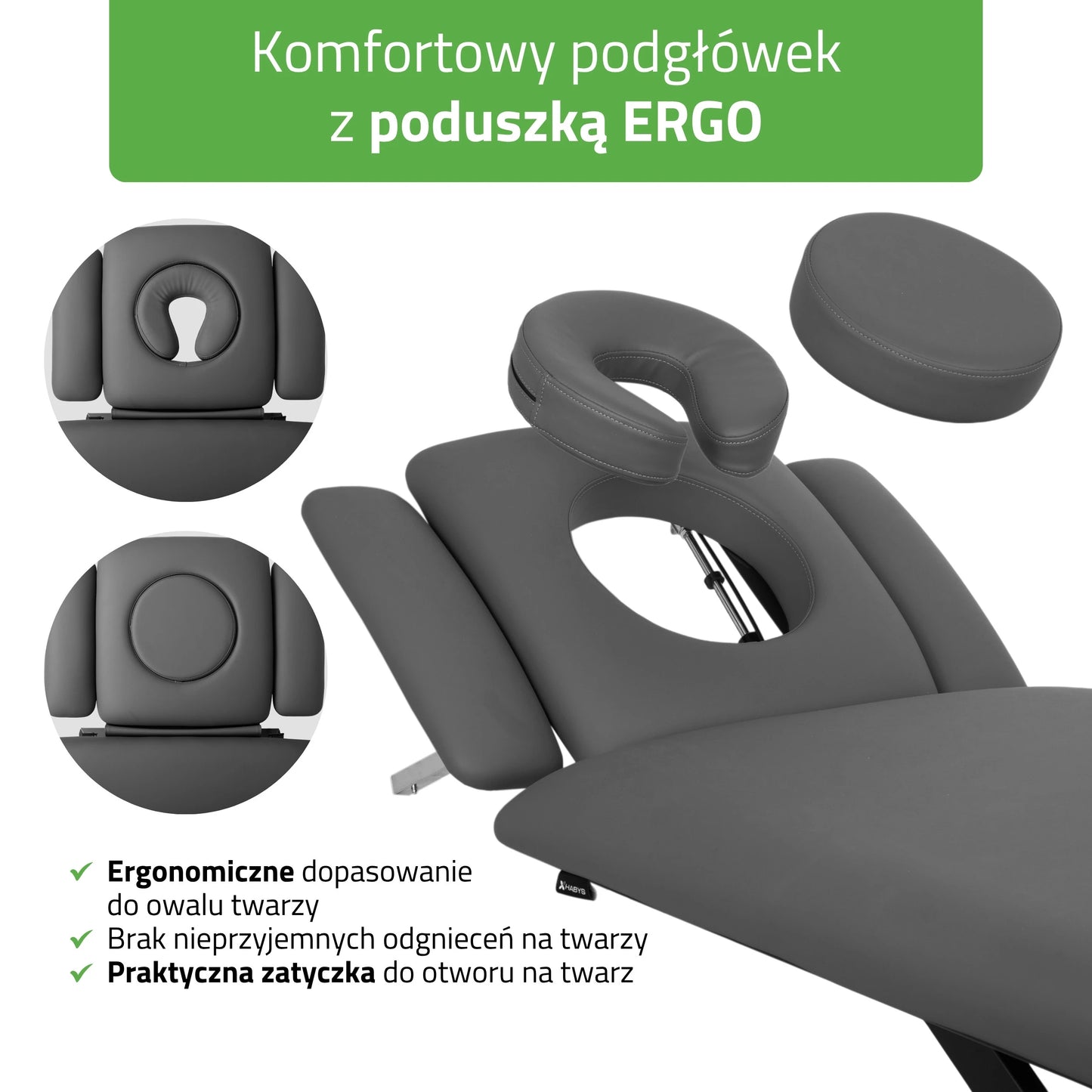 Evero Cross X4 ERGO therapy table, electric height adjustment with hand remote control, ERGO cushion, Touch Core k322 gray